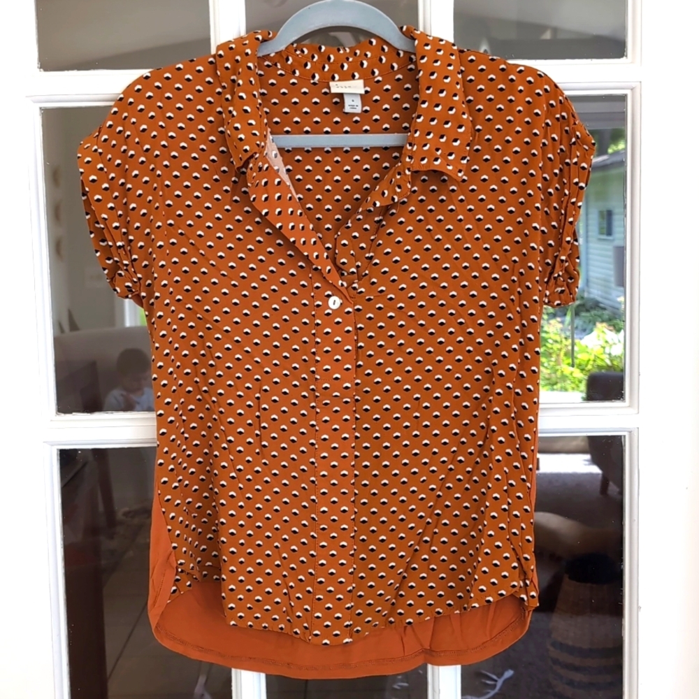 Women's A New Day Small Blouse Shirt Top Orange Black White